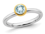 2/5 Carat (ctw) Natural Aquamarine Ring in Sterling Silver with 14K Accent